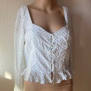 H&M HEARTED LONG SLEEVE TOP (M)